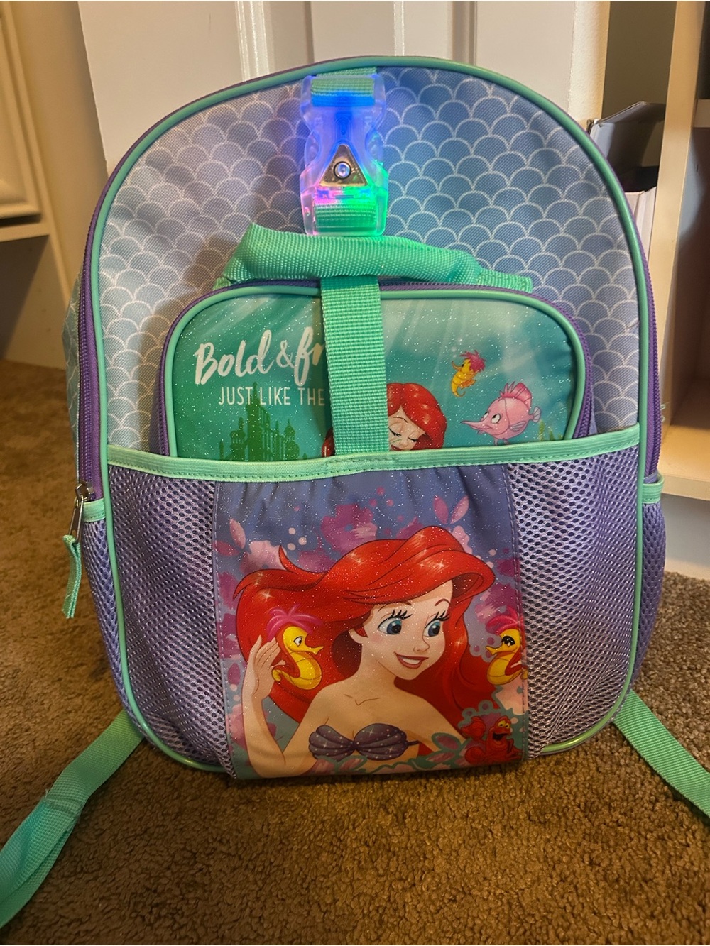 The Little Mermaid Kids Backpack / lunch bag— Teal & Purple